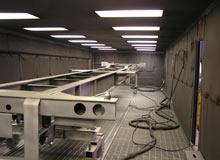 Shot blasting prepares our chassis for a high-quality paint job